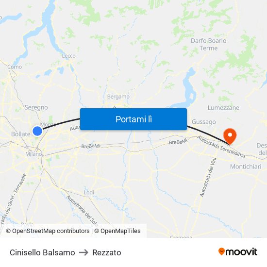 Cinisello Balsamo to Rezzato map