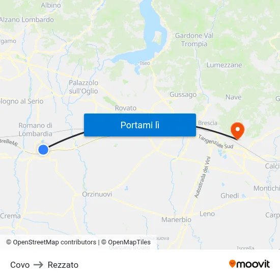 Covo to Rezzato map