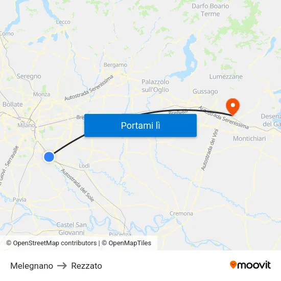 Melegnano to Rezzato map
