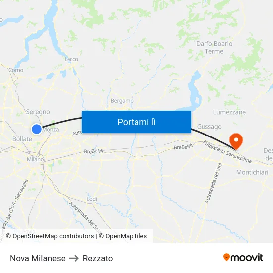 Nova Milanese to Rezzato map