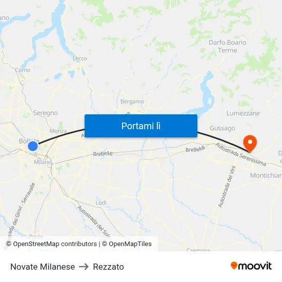 Novate Milanese to Rezzato map