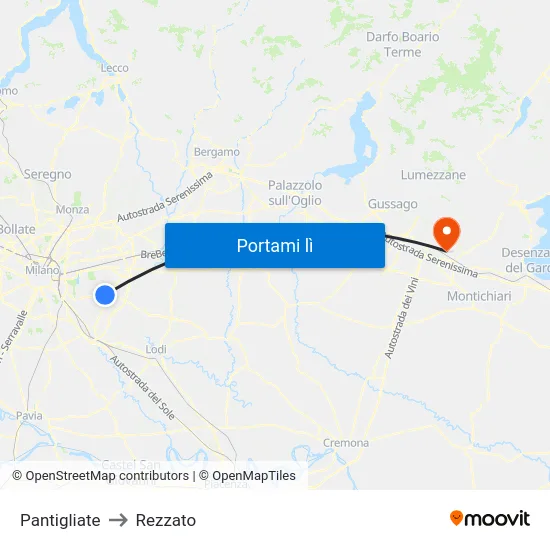 Pantigliate to Rezzato map