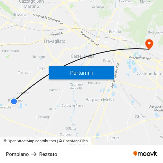 Pompiano to Rezzato map