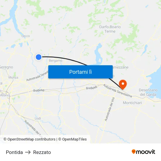 Pontida to Rezzato map