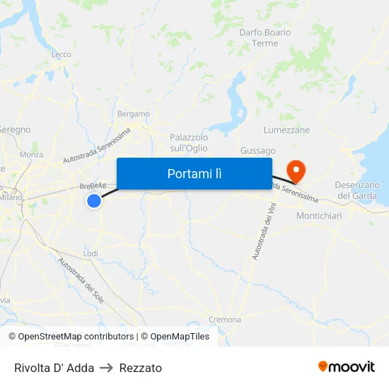 Rivolta D' Adda to Rezzato map