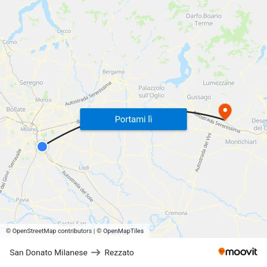 San Donato Milanese to Rezzato map