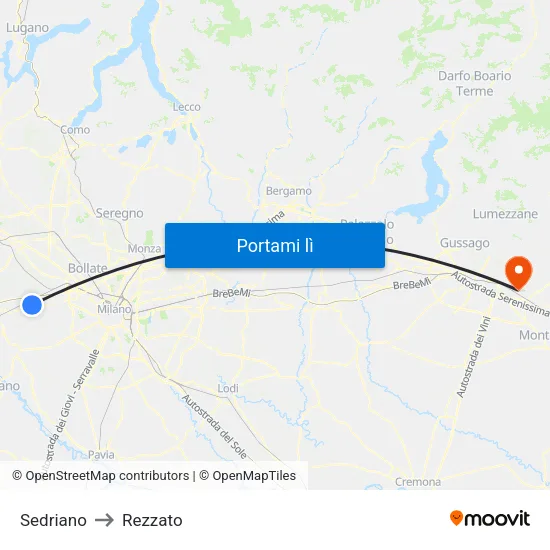 Sedriano to Rezzato map