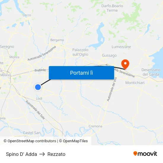 Spino D' Adda to Rezzato map