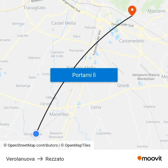 Verolanuova to Rezzato map
