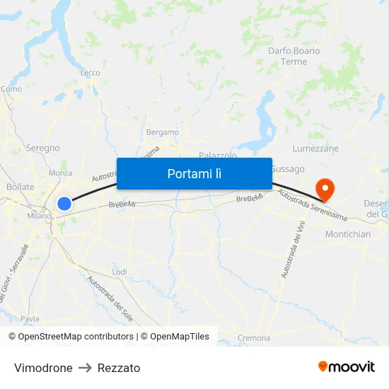 Vimodrone to Rezzato map