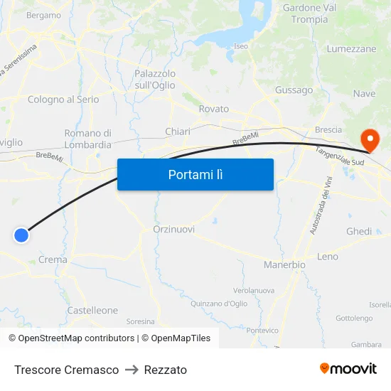 Trescore Cremasco to Rezzato map