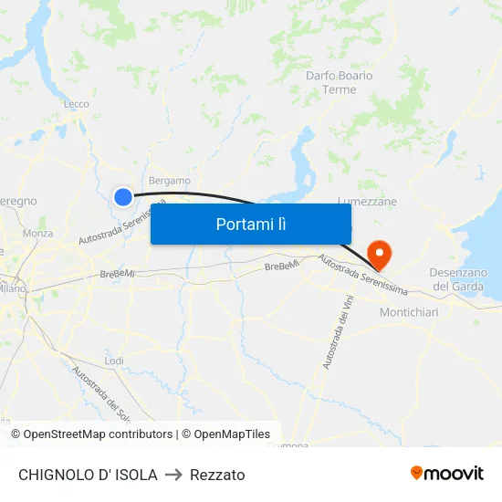 CHIGNOLO D' ISOLA to Rezzato map