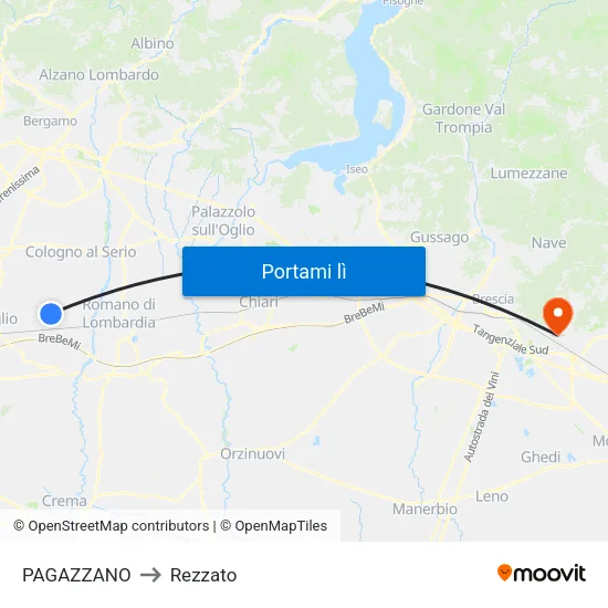 PAGAZZANO to Rezzato map