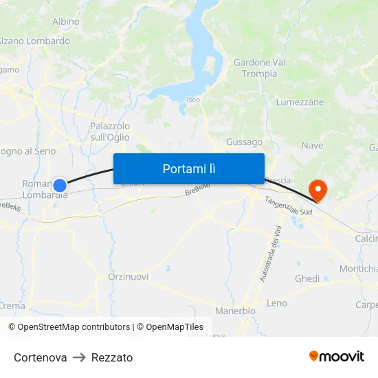 Cortenova to Rezzato map