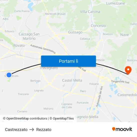 Castrezzato to Rezzato map