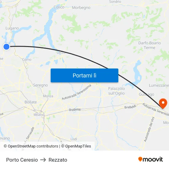 Porto Ceresio to Rezzato map