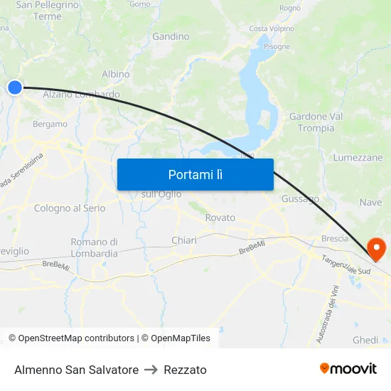 Almenno San Salvatore to Rezzato map