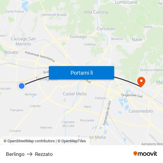 Berlingo to Rezzato map