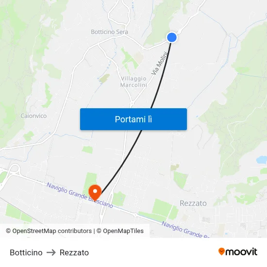 Botticino to Rezzato map
