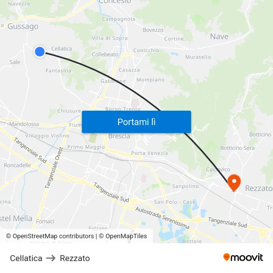 Cellatica to Rezzato map