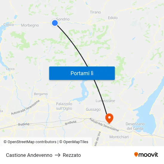 Castione Andevenno to Rezzato map
