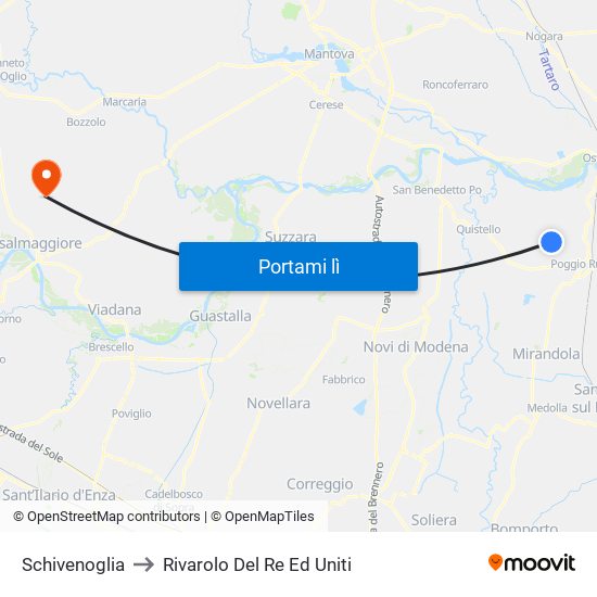 Schivenoglia to Rivarolo Del Re Ed Uniti map