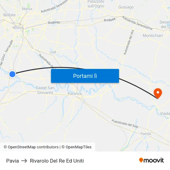 Pavia to Rivarolo Del Re Ed Uniti map