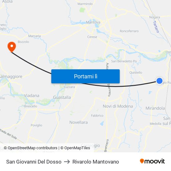 San Giovanni Del Dosso to Rivarolo Mantovano map