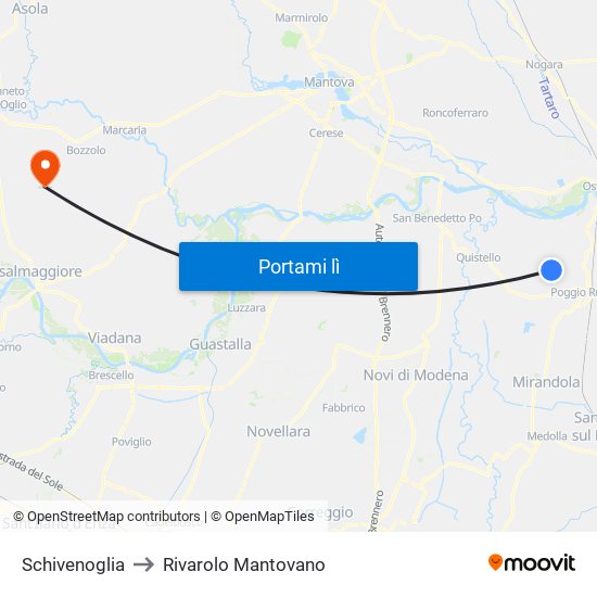 Schivenoglia to Rivarolo Mantovano map