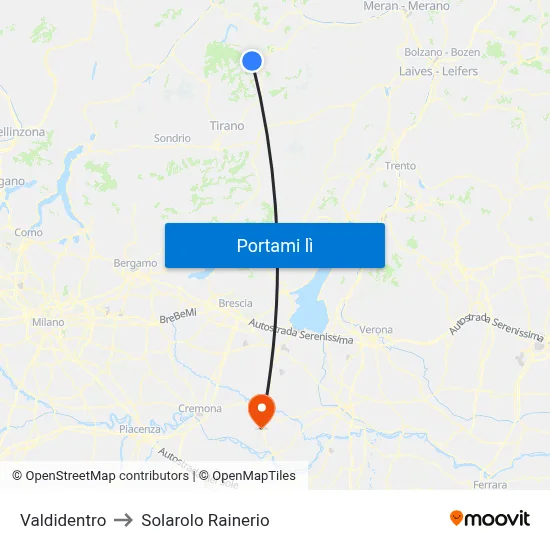 Valdidentro to Solarolo Rainerio map