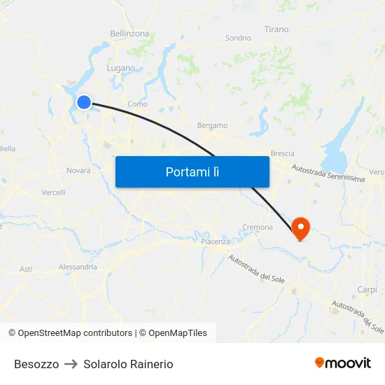 Besozzo to Solarolo Rainerio map