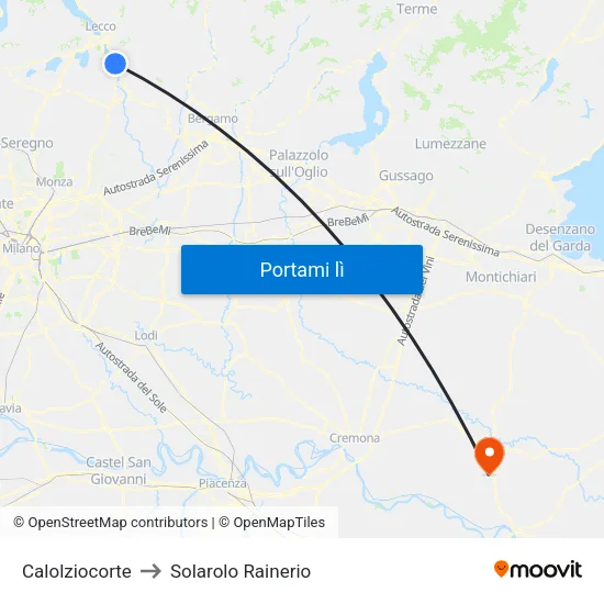 Calolziocorte to Solarolo Rainerio map