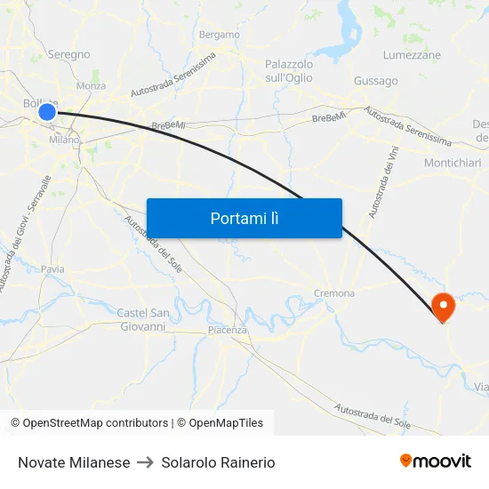 Novate Milanese to Solarolo Rainerio map