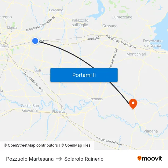 Pozzuolo Martesana to Solarolo Rainerio map