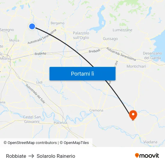 Robbiate to Solarolo Rainerio map
