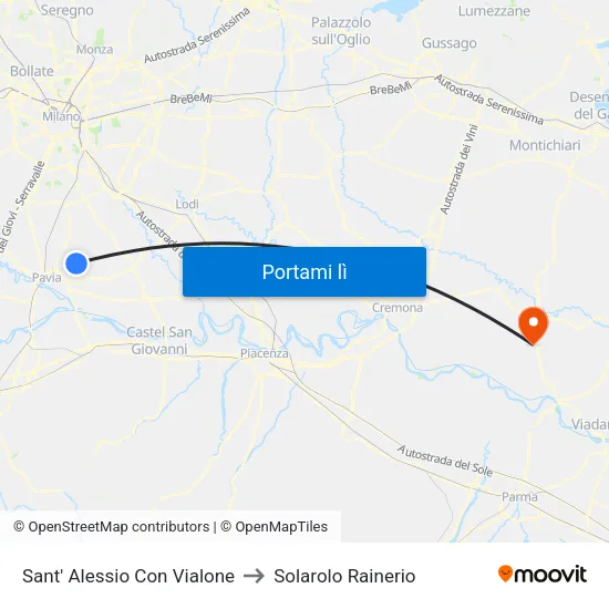 Sant' Alessio Con Vialone to Solarolo Rainerio map