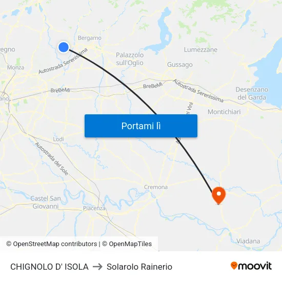 CHIGNOLO D' ISOLA to Solarolo Rainerio map