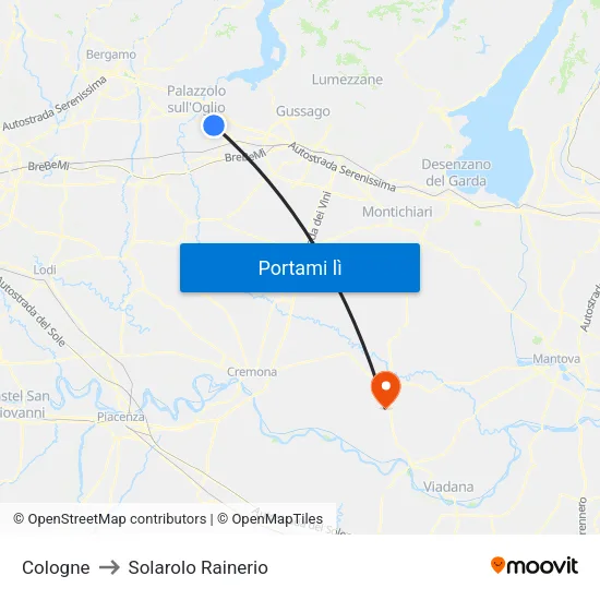 Cologne to Solarolo Rainerio map