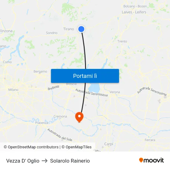 Vezza D' Oglio to Solarolo Rainerio map