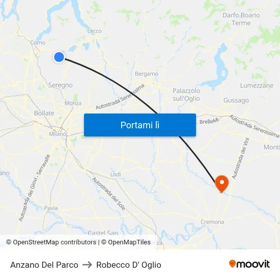 Anzano Del Parco to Robecco D' Oglio map