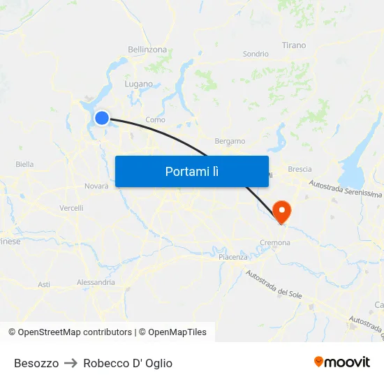 Besozzo to Robecco D' Oglio map