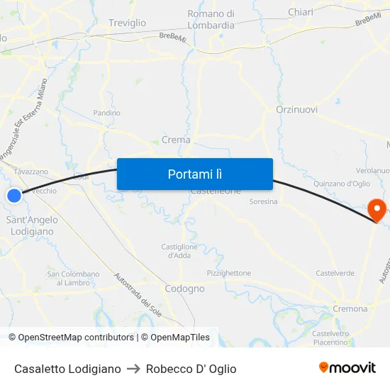 Casaletto Lodigiano to Robecco D' Oglio map