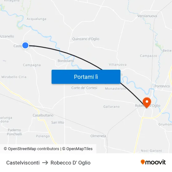 Castelvisconti to Robecco D' Oglio map