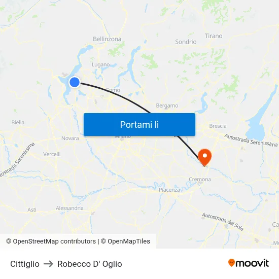 Cittiglio to Robecco D' Oglio map