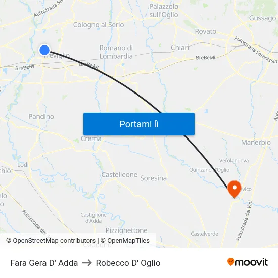Fara Gera D' Adda to Robecco D' Oglio map