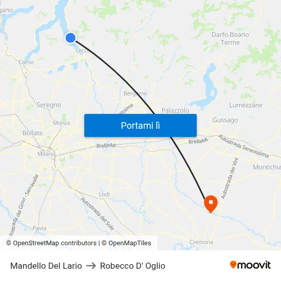 Mandello Del Lario to Robecco D' Oglio map