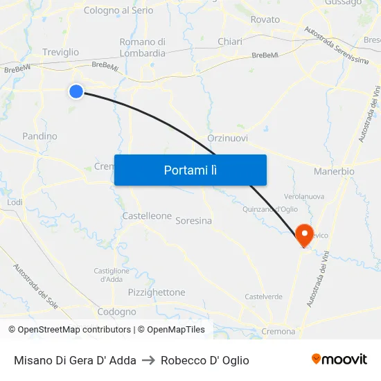 Misano Di Gera D' Adda to Robecco D' Oglio map