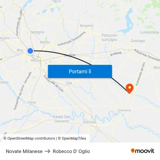 Novate Milanese to Robecco D' Oglio map