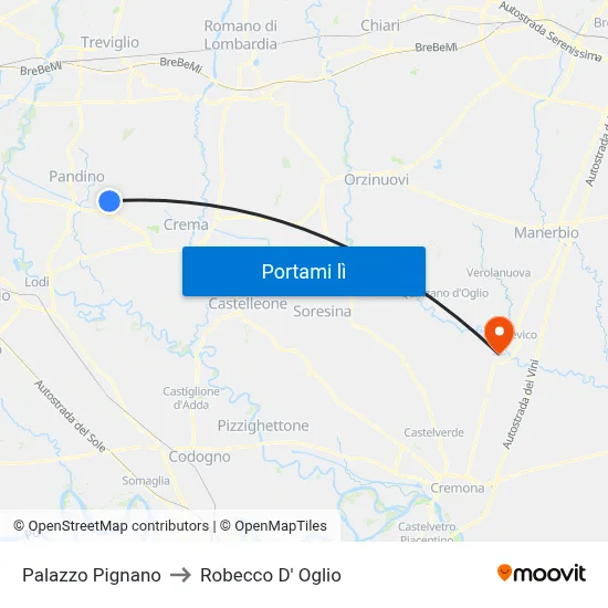 Palazzo Pignano to Robecco D' Oglio map