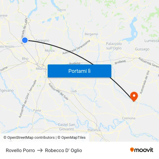 Rovello Porro to Robecco D' Oglio map